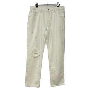 90s High Waist Straight Leg Boyfriend‎ Jeans Distressed Size 8 Off White Minimal